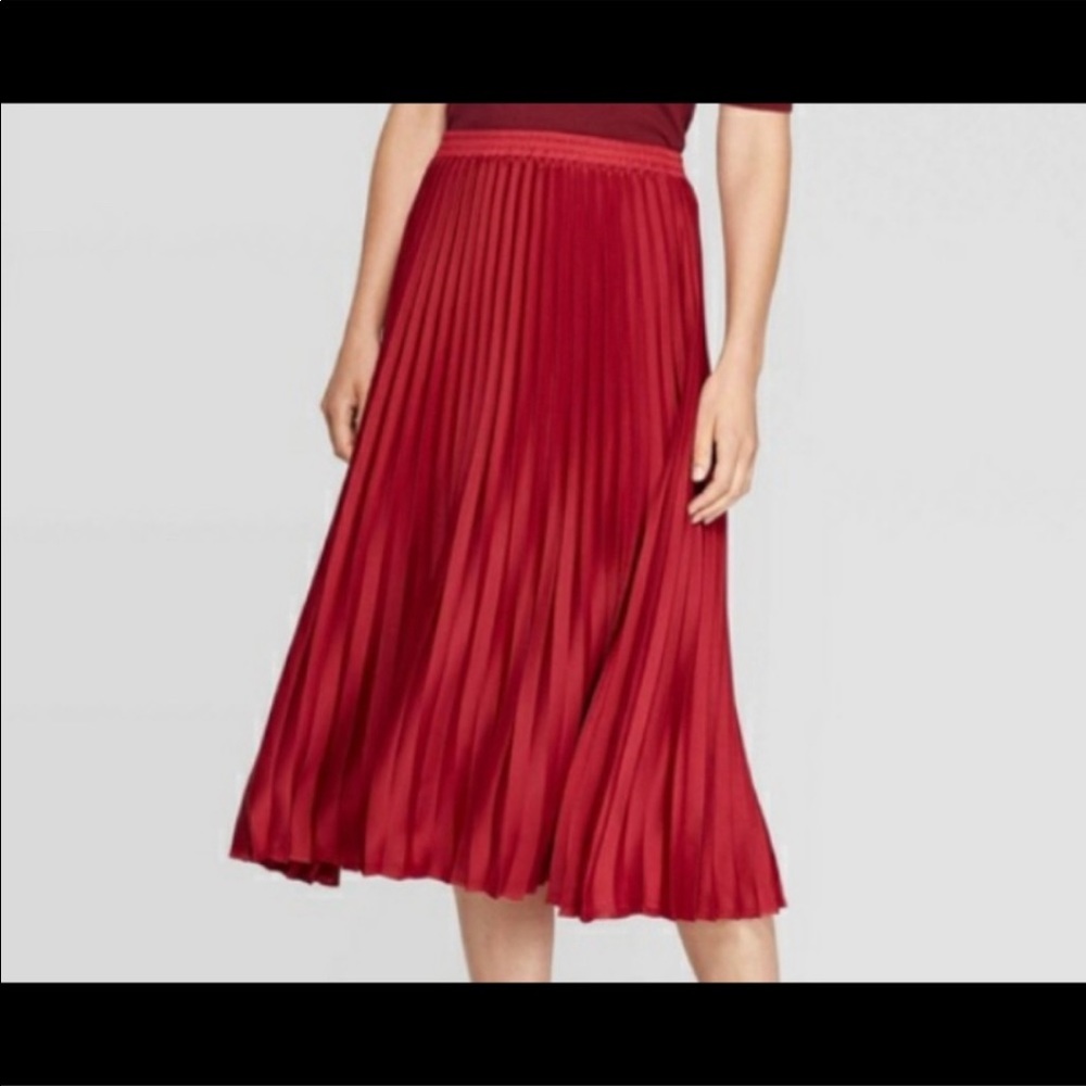 Red Pleated Skirt